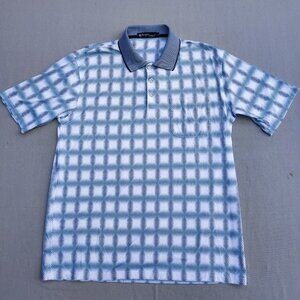 Sergio Louise Golf Polo shirt men size L blue and white colour geometric pattern